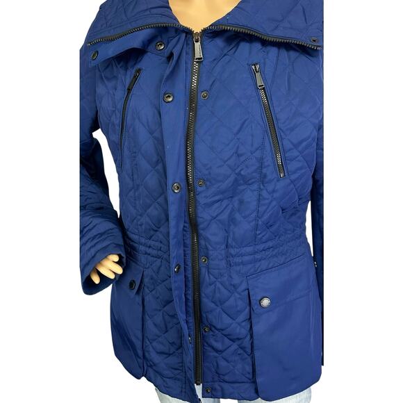 BCBGeneration Quilted Puffer Coat Royal Blue Jacket Size L - Picture 12 of 15